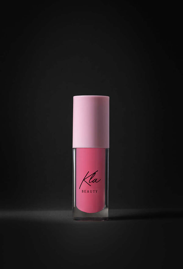 KLA Beauty Lip Oil in Raspberry Color with vegan, hydrating formula for glossy, plump lips.