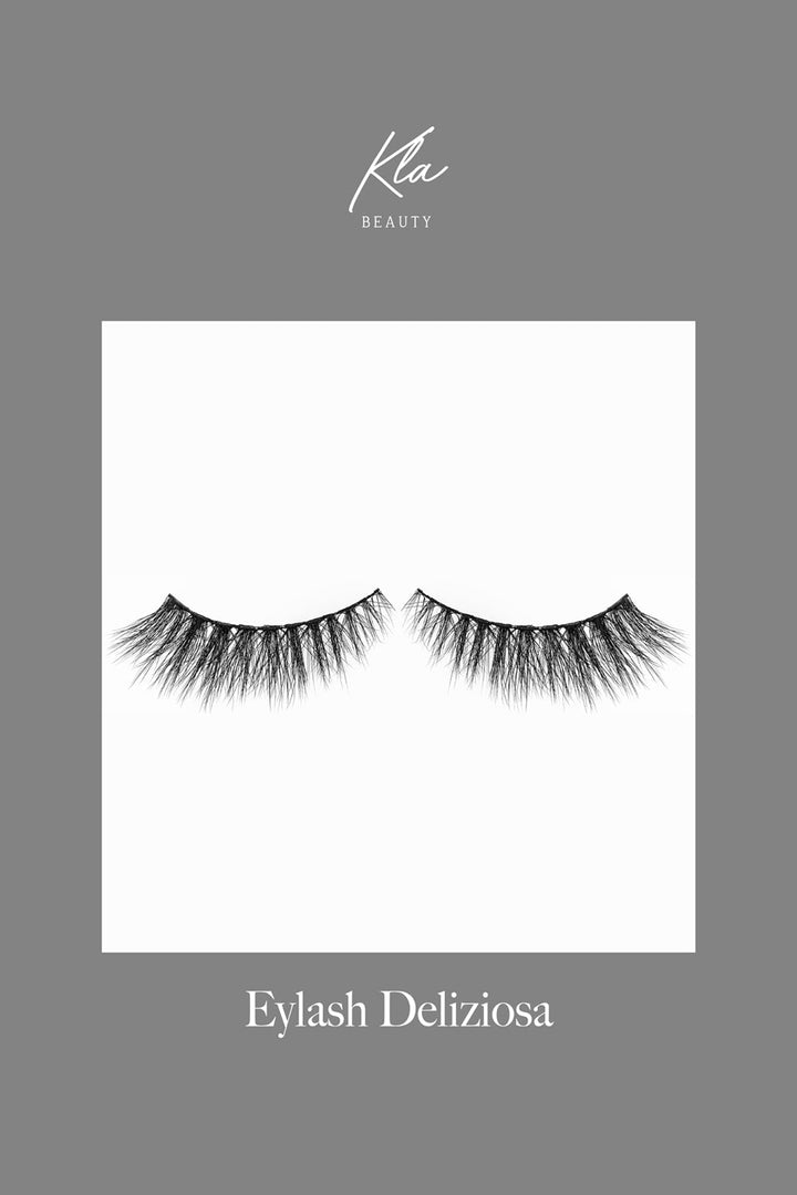 KLA-beauty Eyelash Deliziosa premium false lashes on a grey background